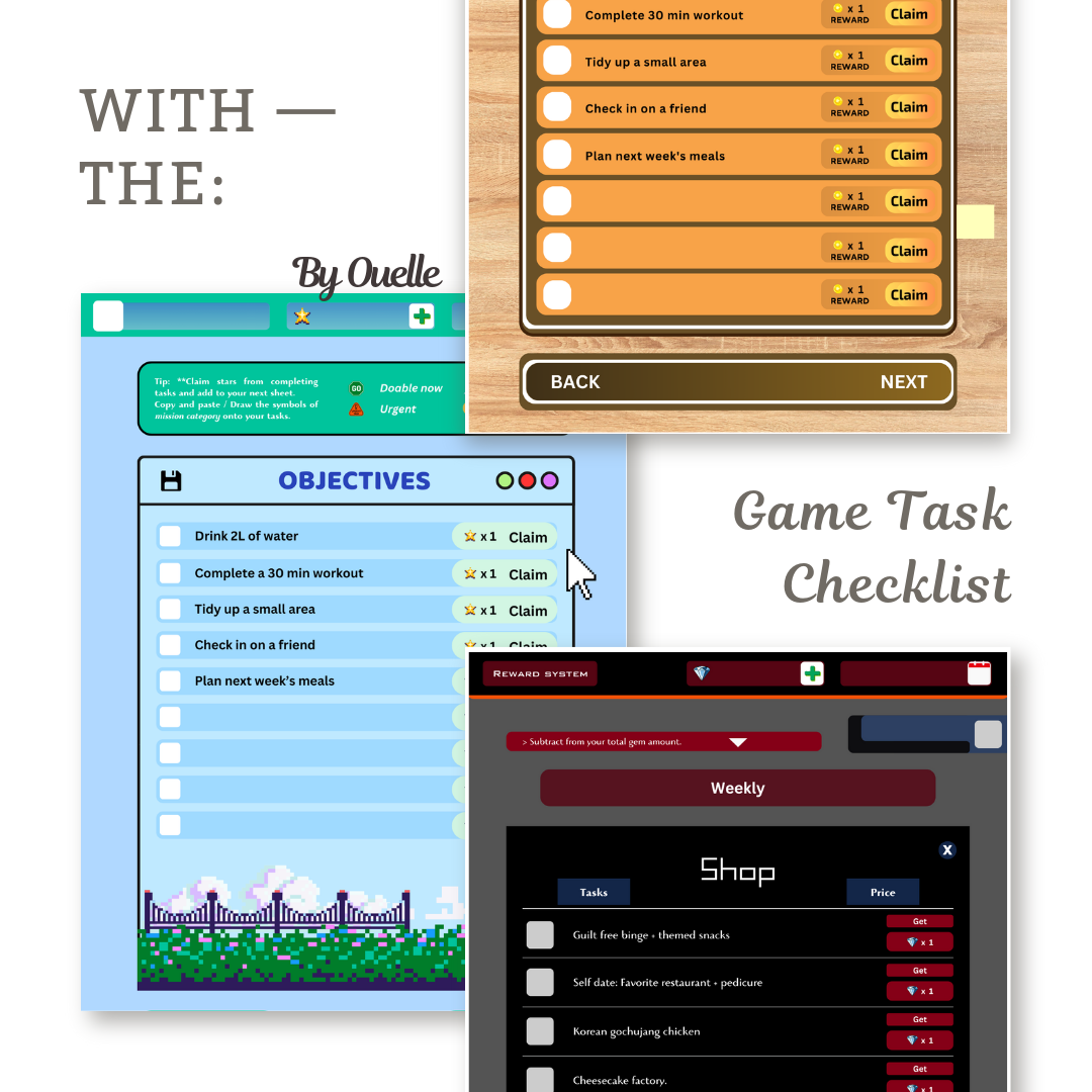 Game-themed Task Checklist ✔ [𝐆𝐚𝐦𝐢𝐟𝐲 𝐘𝐨𝐮𝐫 𝐋𝐢𝐟𝐞 𝐒𝐞𝐫𝐢𝐞𝐬] Daily Task Planner    (PDF & Template)